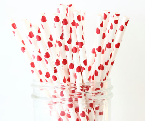 Red Heart Paper Straw