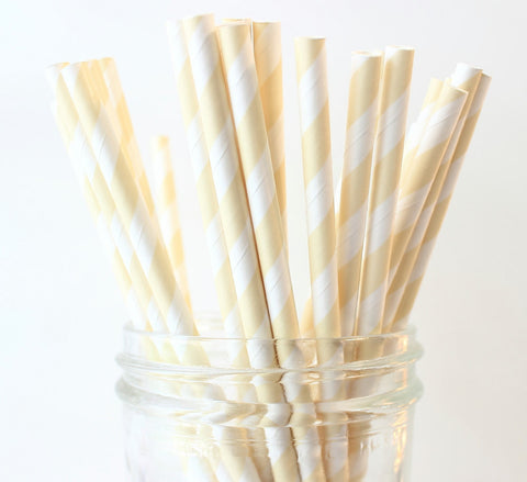 Ivory Stripe Paper Straw