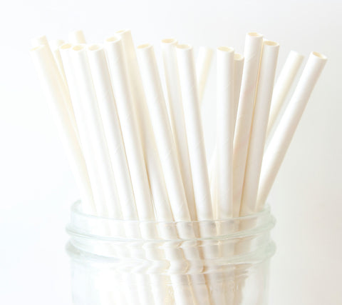 Solid White Paper Straw