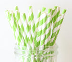 Green Stripe Paper Straw