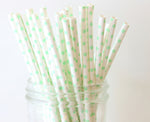 Mint Green Polka Dot Paper Straw