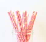 Pink Daisy Paper Straw