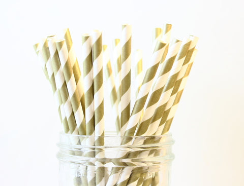 Gold Stripe Paper Straw