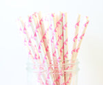 Pink Pennant Paper Straw