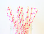 Pink Heart Paper Straw