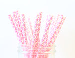 Pink Damask Paper Straw