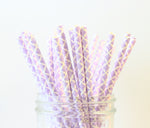 Purple Damask Paper Straw