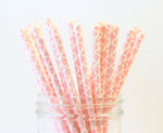 Blush Pink Damask Paper Straw