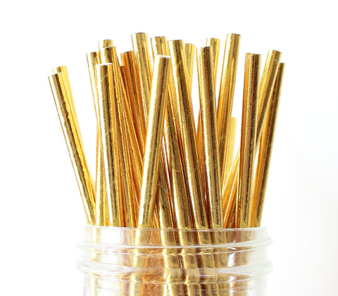 Metallic Gold Solid Paper Straw