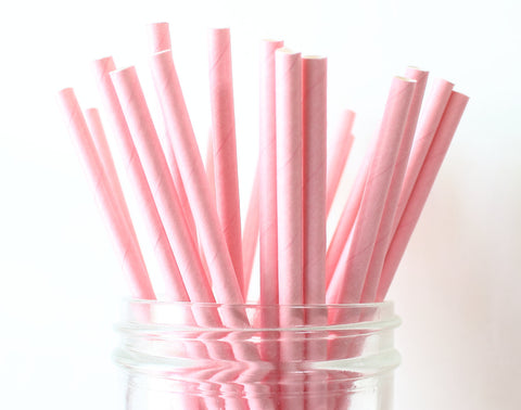 Pink Solid Paper Straw