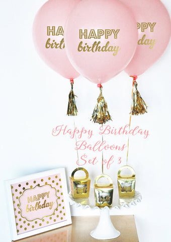 Pink & Gold Happy Birthday Balloons