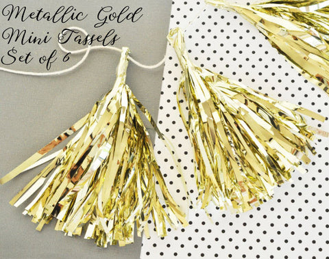 Metallic Gold Mini Tassels for Balloons