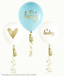 It's a Boy Gold & Blue Baby Shower Ballons