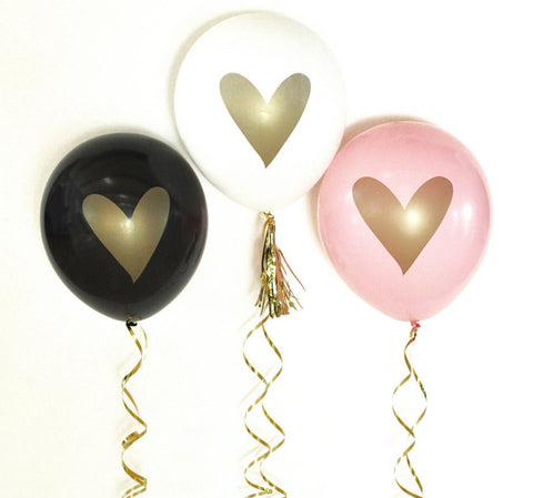 White & Gold Heart Balloons