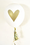 White & Gold Heart Balloons